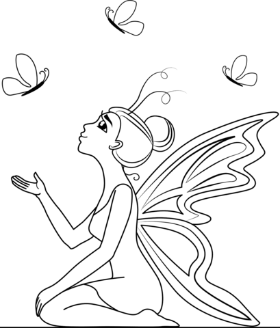 Butterfly Fairy Coloring Page